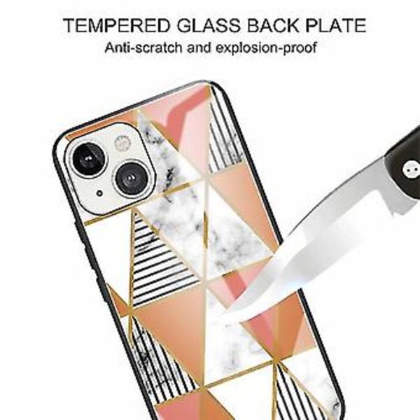 Til Iphone 13 Mini Marmor Hærdet Glas Bagcover TPU Kant Case (hcbl-25) (HCBL-5)