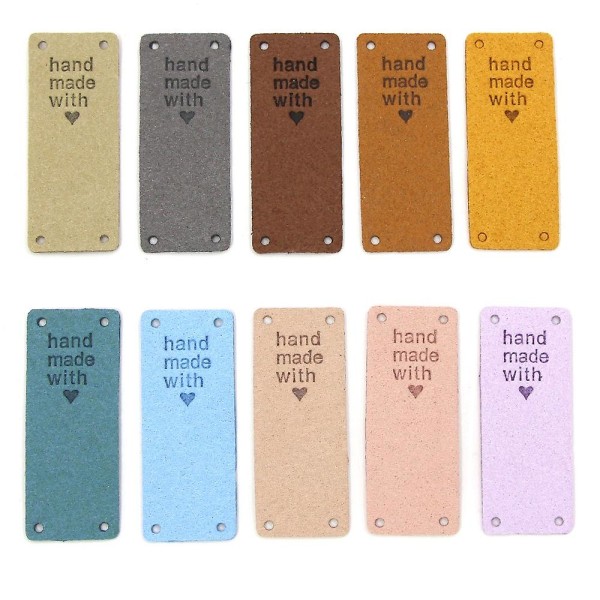 50pcs Handmade Pu Leather Tags Handmade With Love Pu Labels Faux Leather Sew On Labels Embellishmen