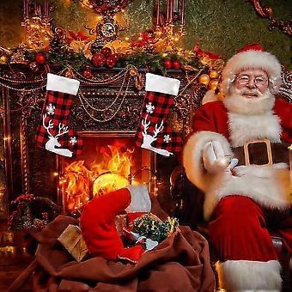 Dekorativa Julstrumpor för Spis, Renväskor, Presentpåsar att Fyllas och Hänga, Stora Perfekta Juldekorationer, Julklappsprydnad