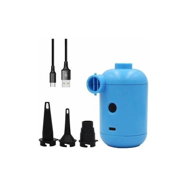 Mini elektrisk pump, bärbar USB camping elektriska luftpumpar, snabb uppblåsare och deflator, 3 munstycken för luftpoolleksaker