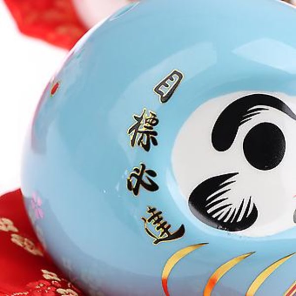 Japanilainen Keramiikka Daruma-Nukke Onnenamuletti Varallisuuden Koriste Käsityö Säästöpossu (Sininen)