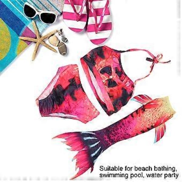 3 st Barn Sjöjungfru Svans Baddräkt Flickor Badkläder Simning Baddräkt Bikini Set (140)