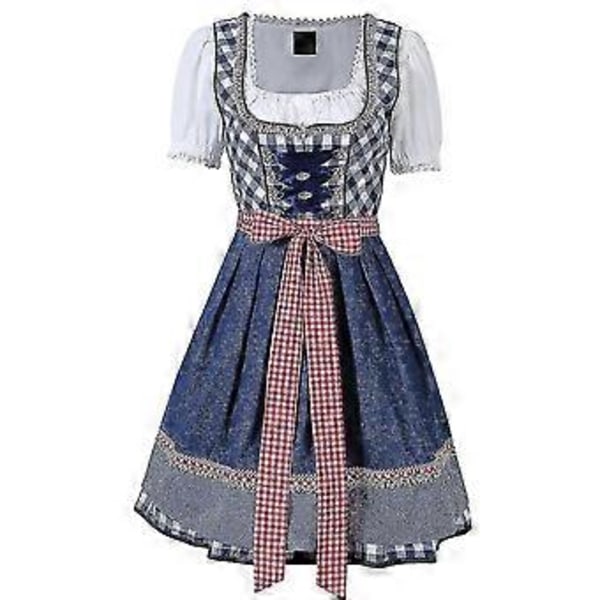 Dirndl-mekko Saksalaiseen Oktoberfestiin Baijerilainen Oluttyttö Asuste Palvelijatar Festivaali Juhla V (2XL Navy)