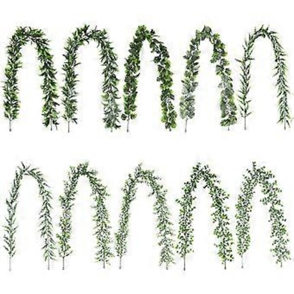 Konstgjorda Vinrankor Falsk Eukalyptus Grönska Girlang Bröllops Bakgrund Båge Vägg Dekoration (Fänkål blad* blågrå)