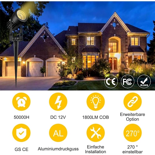 Puutarhavalaistus Ulko-LED-projektori LED-puutarhavalo Lämmin valkoinen