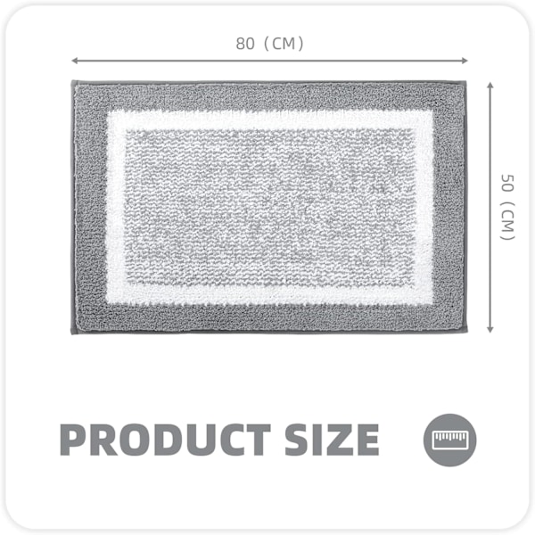 Antislip Bademåtte 50 x 75cm, Blød Mikrofiber Badeværelsesmåtte, Maskinvaskbar