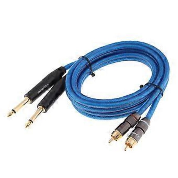 Mixer Forstærker Stereo Lydkabel (0,5 meter) - Dobbelt 6,35 mm til Dobbelt RCA Stik OFC (1,5 meter)