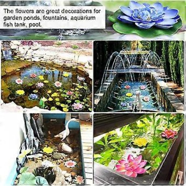 Dam Pynt, Flydende Blomster Realistisk Design Langvarig Holdbarhed til Have Dekoration, Akvarium Indretning (5 stk)