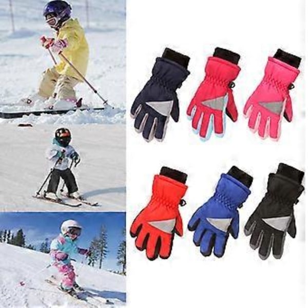 Barn Skidåkning Cykelhandskar Småbarn Tjocka Varma Vantar Vattentäta Vindtäta Utomhussporter Snowboardhandskar för Baby (Blå)