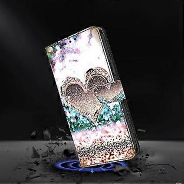 Magnetiskt fodral för Samsung Galaxy A35 5G med 3D-mönstertryck i läder, telefonskydd (Rosa diamant hjärta)