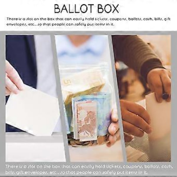 Klar Akryl Display Donation Box Röstningslåda Biljettförslag Behållare