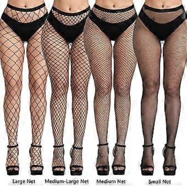 Sensuelle Strømper Nettstrømper Erotiske Fiskenettstrømper Leggings Sklisikre Strømpebukser (Medium Nett Svart)
