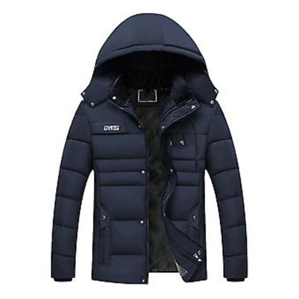 Miesten Huppari Takki Puuvillapehmustettu Plussavuorettu Yksivärinen Tuulenpitävä Pluskokoinen Kylmäsuojaava Huppu Takki Ulkovaatteet Streetwear (XL Sininen)