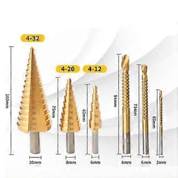 6-pack Stegborr Set Metall Slitstark Hög Hårdhet Upprepande Stegborr 3-pack Stegborr 3-pack Sågborr 103mm( )