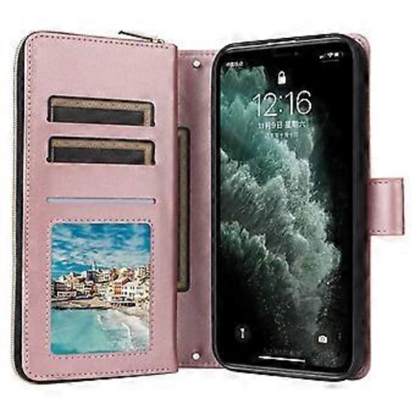 Til iPhone 11 Pro Etui Rhombus PU Læder Flip Telefon Cover Lynlås Pung (Style C)