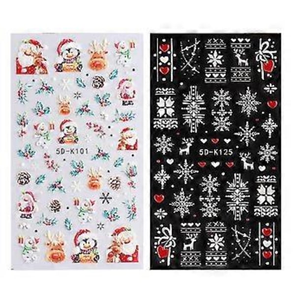 5D Christmas Nail Stickers Stereoscopic Embossed Christmas Nail Stickers Style 6