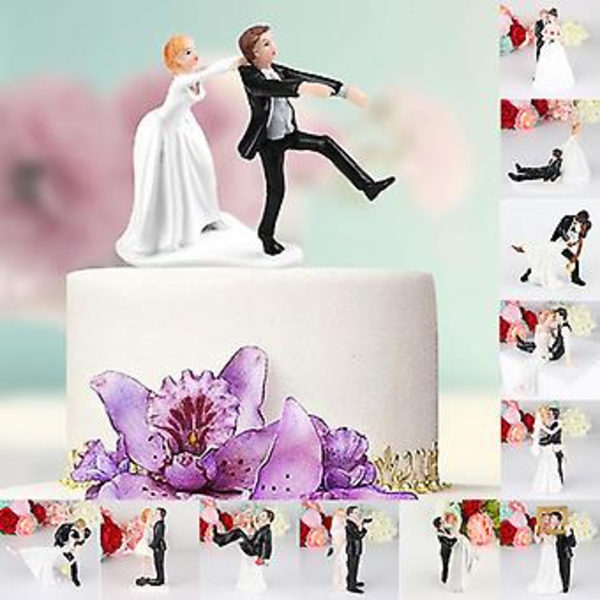 12 Stilfulle Mote Syntetiske Harpiks Brud & Brudgom Figuriner Bryllupskake Topper Håndverk (B)