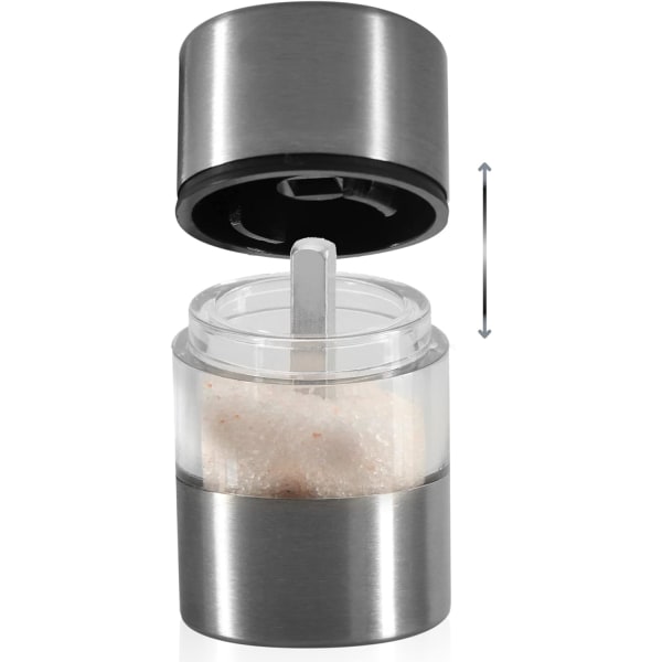 2x Mini salt- och pepparkvarn i rostfritt stål med keramiskt grin