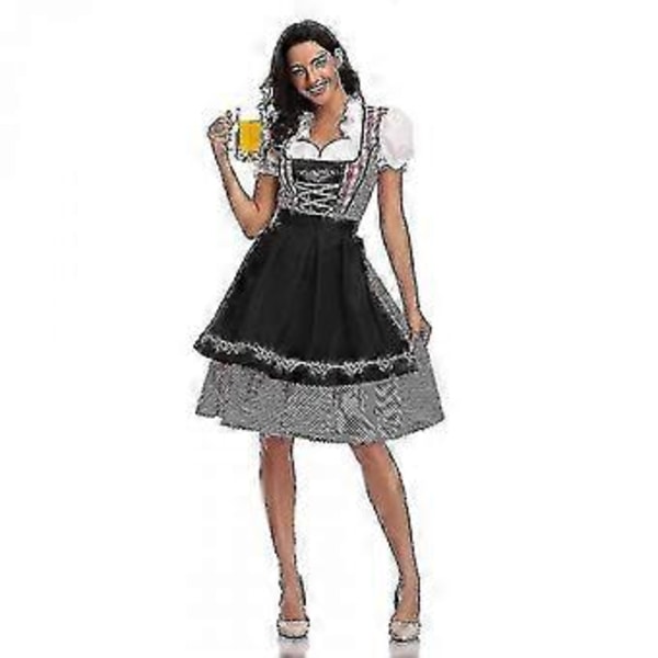 Høj kvalitet Traditionel Tysk Plaid Dirndl Kjole Oktoberfest Kostume Outfit Til Voksne Kvinder Halloween Cosplay Fancy Party Z (L Style4)