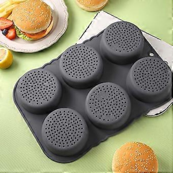 Silikon Hamburgerbrödsform 6 Håligheter Limpa Form Non-Stick Bakform Brödform