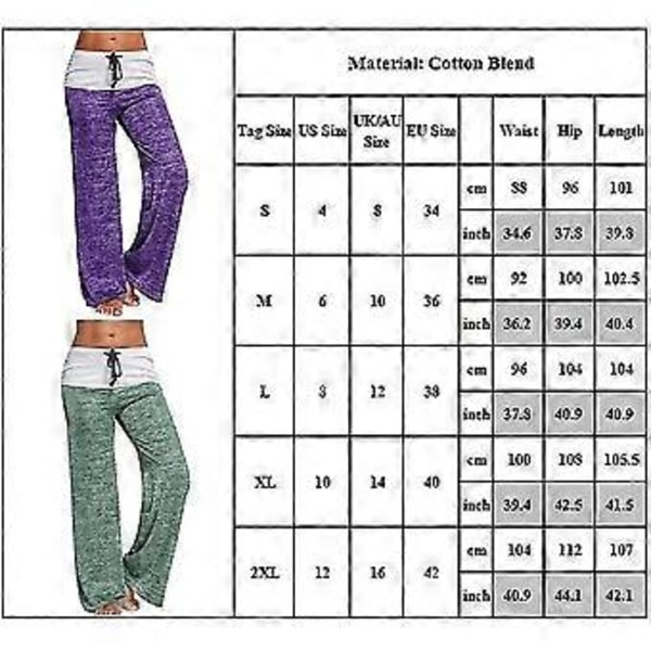 Färgglada Yogabyxor för Kvinnor med Dragsko, Lediga Lösa Andningsbara Gym Sport Pilates Långbyxor -NMAOV(2XL Svart)