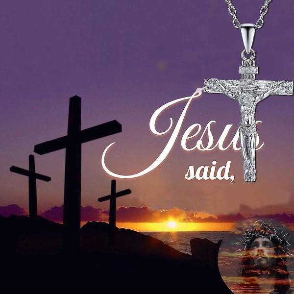 Wabjtam Personalized Silver Catholic Jesus Christ Inri Cross Crucifix Pendant Necklace Women Men