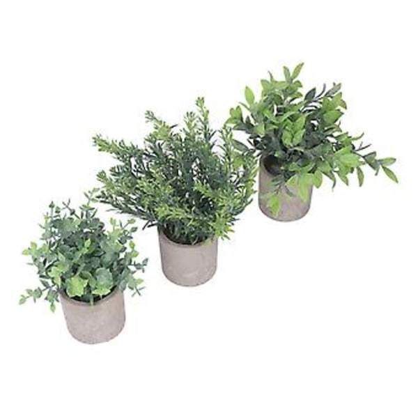 3-pack Konstgjord Krukväxt Dekorativ Falsk Fusk Krukväxter Eukalyptus för Skrivbord Kontor