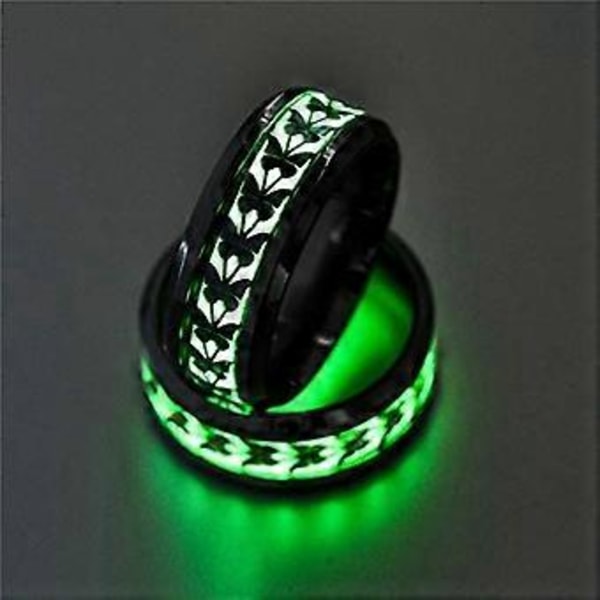 Glødende Ringe Til Kvinder Mænd Rustfrit Stål Sommerfugl Venus Orb Ring Gløder I Mørket Ring Trendy Søde Ringe Til Mænd Sarte