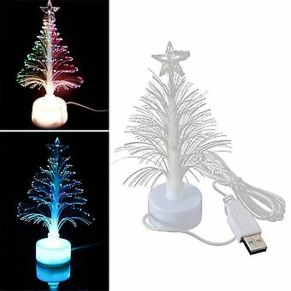 Mini LED Julgran Nattlampa Färgväxlande Fiberoptisk Ljus USB( )