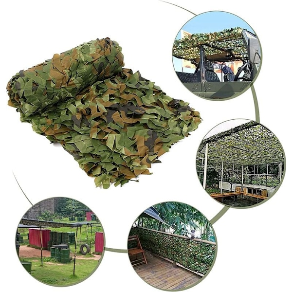Rektangulær skygge sejl i grøn camouflage mesh, camouflage desig