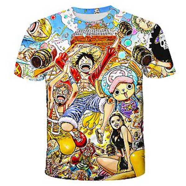 Unisex Anime Trykket Mote T-skjorte Casual Sommer Korte Ermer Topper Gaver (M)