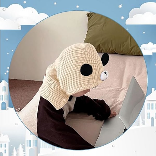 Balaclava-mössa för barn - beige, vinteröronmuffar för pojkar och