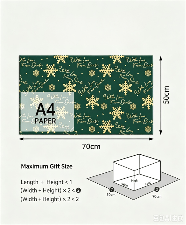 6 julklappspapper, dekorativt presentpapper med julgran- och snöflingemönster, bestruket papper