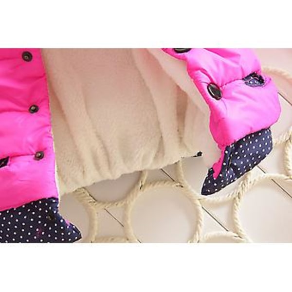 1-4 år Jenter Minnie Mouse Hettestrikket Vinterjakke Fleecefôret Quiltet Jakke (3-4 år Roserød)