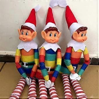 Julegave Regnbue Pride Stoffelf Plush Leke Julepynt (Gutt)