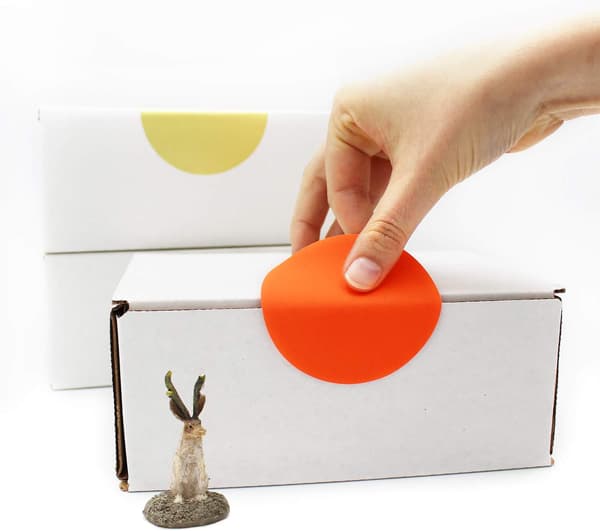 2 tum rund etikett, fluorescerande röd-orange, permanent färgkoder