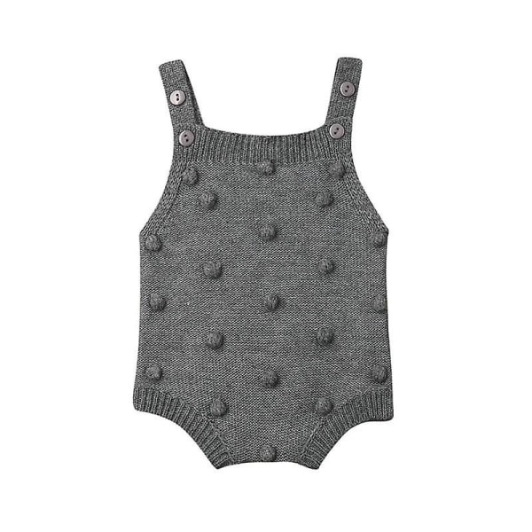 Newborn Baby Knit Vest Autumn & Winter Jumpsuits, Solid Bodysuits Sleeveless Gray 18M