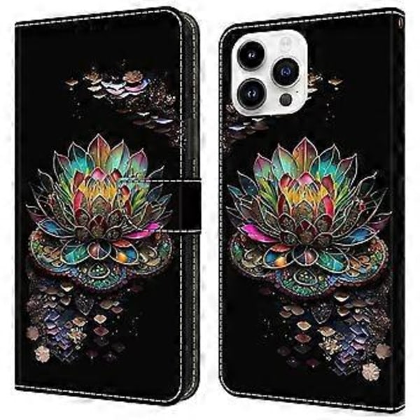 Til iPhone 16 Pro Cover Mønsterprintet Beskyttelsescover TPU+PU Læder Flip Telefon Cover (Style M)
