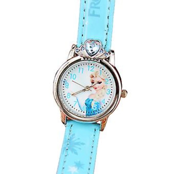 Frozen Elsa Barnklocka för Flickor, Kvarts Analog Klocka Cartoon Armbandsur Födelsedagspresenter (Ljusblå)