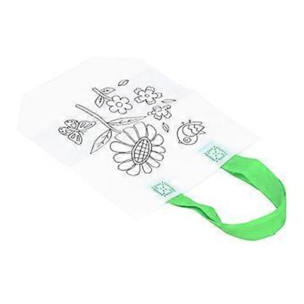 DIY Graffiti Mulepose Doodle Mulepose NonWoven Kunst Mulepose med 6 Farvepenne til Børn Blomst