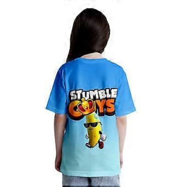Stumble Guys 3D-tryckta T-shirts med korta ärmar, avslappnade toppar för barn, pojkar och flickor, sommar-T-shirts (9-10 år D)