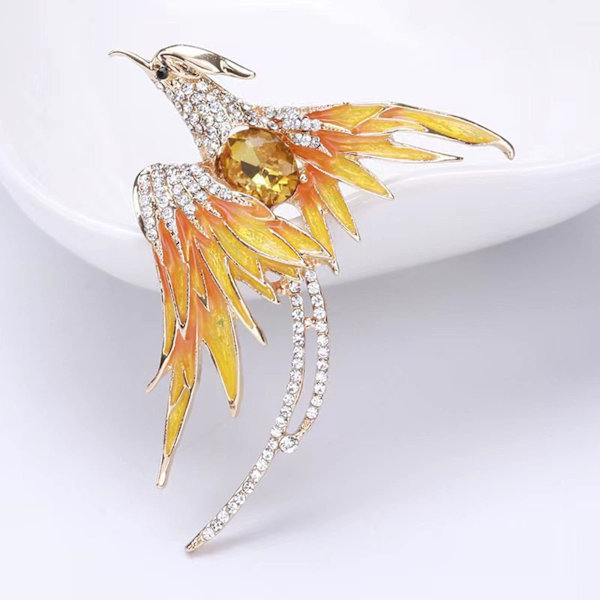 Färgglad kristall strass fenix brosch, handgjord emalj kavajslag brosch stift söt fenix fågel djur brosch premium dålig