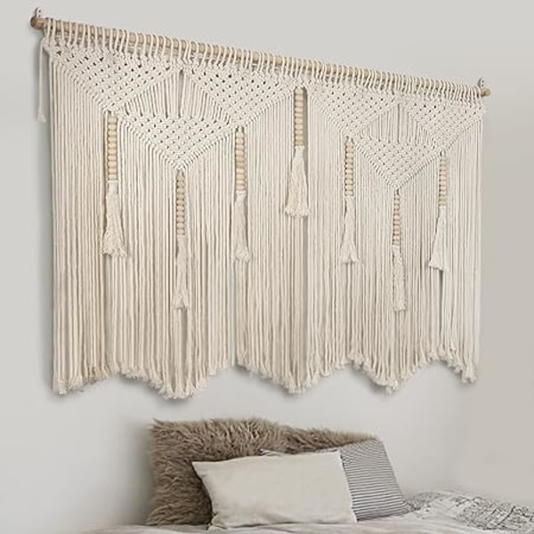 Stor Macrame Väggbonad 120*100cm Boho Gobeläng Vävd Väggde