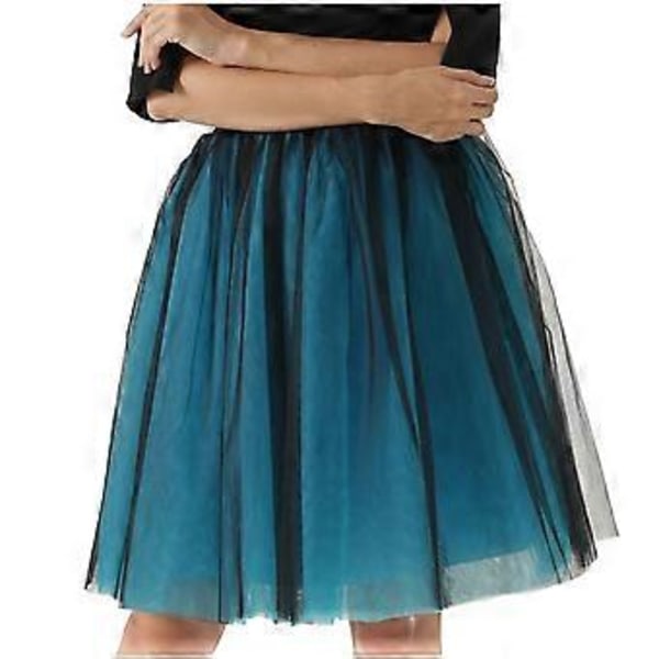 Fashionabla Dam Stor Tyll Plisserad Halv Kjol Tyllkjol Puffkjol (L Blå)