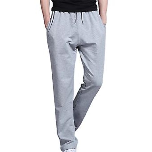 Fianao Byxor Solid Färg Rak Casual Lös Byxor med Snodd för Hemmet (2XL Grå)