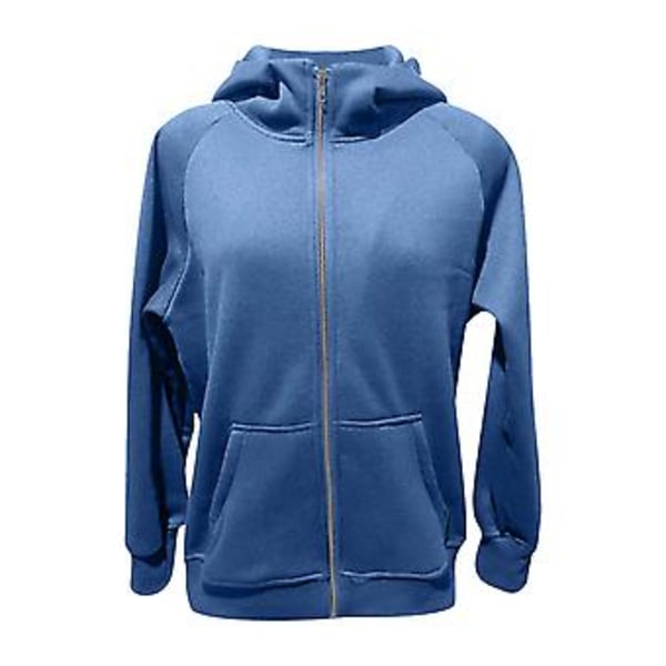 Dragkedja Hoodie för Kvinnor Fleecejackor Tröjor Höstkläder Tröjor Med Fickor Vinter Y2k Kläder XXL Blå