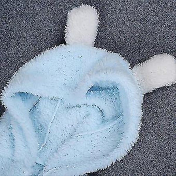 Spædbarns Baby Vinter Fleece Romper Varmt Sød Teddybjørn Hætte Jumpsuit (6-9 Måneder Blå)