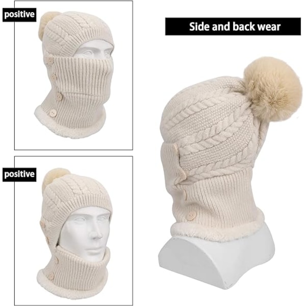 Gris Hiver Chaud Tricoté Bonnet Et Ensembles De Cache-Cou, Bonnet