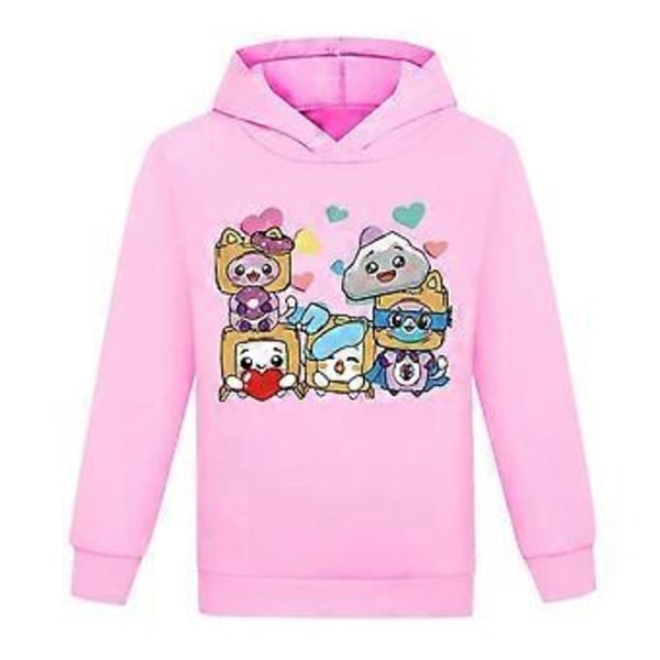LANKYBOX Tryckt Pojk- och Flickhoodie, Söt Tröja med Huva, Långärmad, Höst- och Vintertröja, Toppar (9-10 År Rosa)