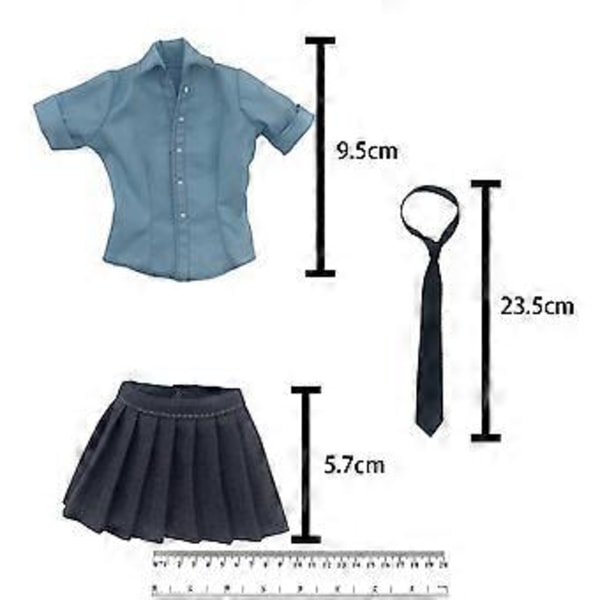 Actionfigurer Kjol 1/6 Skala Kvinnlig Skjorta Uniform Miniatyr Karaktär Kläder Hantverk Kläder Docka Slips för Klubb Studierum (Blå)